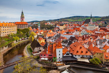 Fototapeta premium Beautiful view to old town of Cesky Krumlov, Czech republic