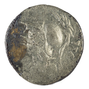 Roman Republic Coin. Ancient Roman silver denarius of the family Servilia. Obverse.