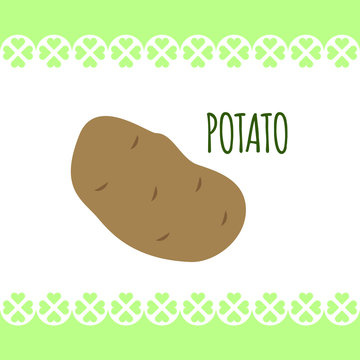 Isolated image of brown fresh poteto on white background in flat style. For diets, cooking breakfast, salads.