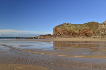 Fototapeta na wymiar Plemont Bay, Jersey, U.K. Natural beach in the Winter.