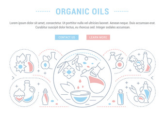 Fototapeta na wymiar Website Banner and Landing Page of Organic Oils.