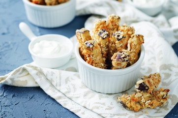 Baked Eggplant Fries with sauce