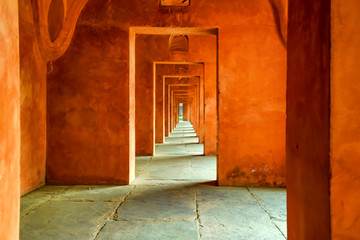 Beautiful view of hallway at Taj Mahal in India