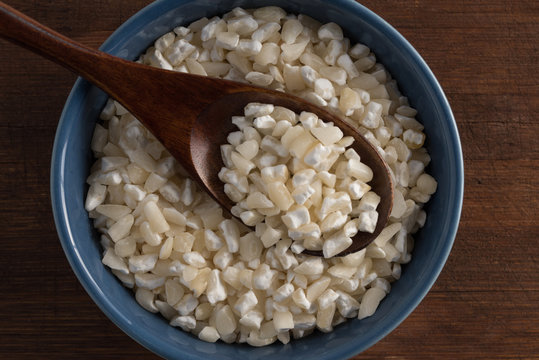 Uncooked Hominy in a Bowl