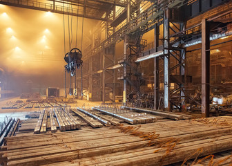 Naklejka premium Warehouse metal blank. Electroplating plant for the metal.