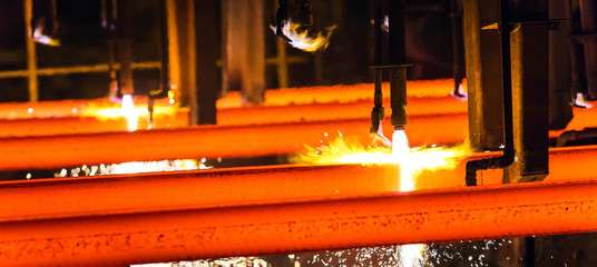 Steel Billets at Torch Cutting