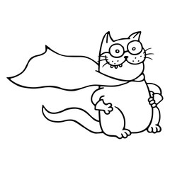 Super cat is ready for a feat. Isolated vector illustration.