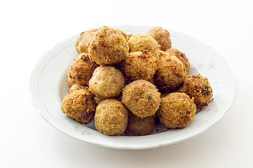 Fried meat meatballs in oil
