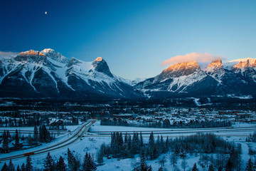 Freezing morning on Hoodoos lookout in Canmore, Kananaskis country, Canada