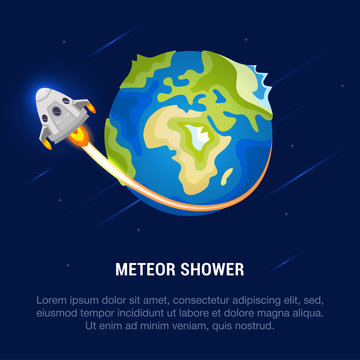 Vector Illustration of Meteor Shower.