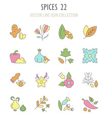 Set of Retro Icons of Spices.
