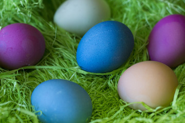 Obraz na płótnie Canvas colorfully painted Easter eggs