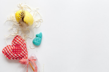 White easter background with color eggs