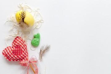 White easter background with color eggs