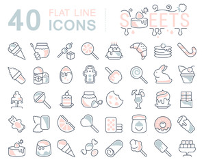 Set Vector Line Icons of Sweets