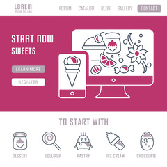 Website Banner and Landing Page of Sweets.