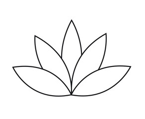 black outline simple lotus or water lily flower vector icon