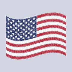 United States flag waving vector illustration. USA star vector pattern background. American patriotic paper cut frame with stars and stripes pattern.