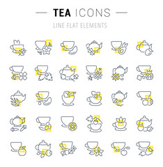 Set Vector Line Icons of Tea.