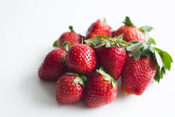 collection of strawberries on white background
