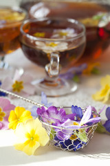  Cup of herbal tea with wild flowers 