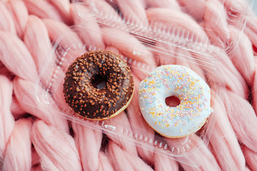 Sweet and tasty chocolate doughnut with sprinkles