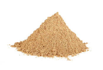 Pile of cinnamon powder isolated on white background