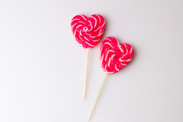 Valentines day two heart candy colorful on white background love concept