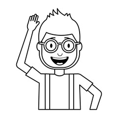 happy man hat and crazy glasses portrait vector illustration