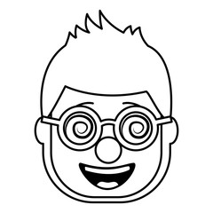smiling face man with glasses and mask clown vector illustration
