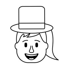 Obraz na płótnie Canvas laughing face woman with hat enjoy vector illustration