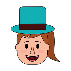 laughing face woman with hat enjoy vector illustration