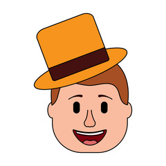 smiling face man with hat happy vector illustration