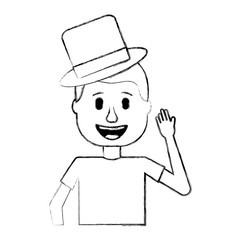 happy man hat humor portrait vector illustration sketch design