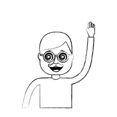 happy man hat and crazy glasses portrait vector illustration sketch design