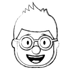 smiling face man with glasses and mask clown vector illustration sketch design