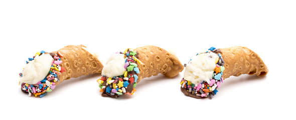 Traditional Italian Cannolis on a White Background