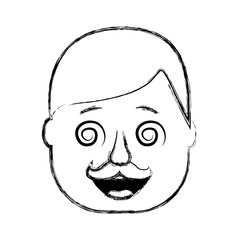 smiling face man mask with glasses mustache vector illustration sketch design