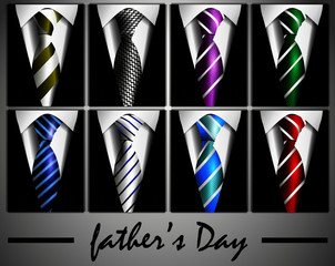 father's day collection set of varied elegant ties with different colors 