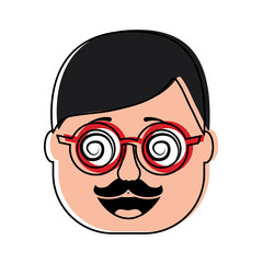 smiling face man mask with glasses mustache vector illustration
