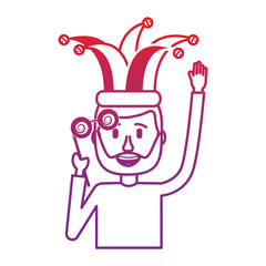 happy man hat and crazy glasses portrait vector illustration gradient color image