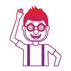 happy man clown mask hat and crazy glasses portrait vector illustration gradient color image