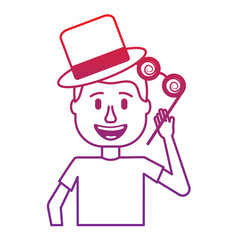 happy man hat and crazy glasses portrait vector illustration gradient color image
