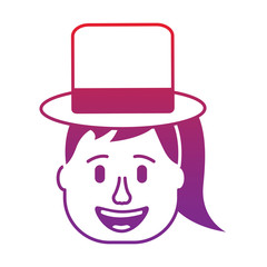 laughing face woman with hat enjoy vector illustration gradient color image