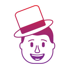 Obraz na płótnie Canvas smiling face man with hat happy vector illustration gradient color image