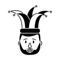 smiling face beard man with hat happy vector illustration black and white design