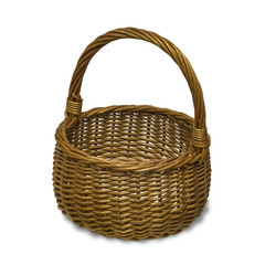 Handmade wicker basket isolated on white background