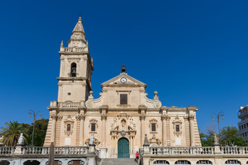 Fototapeta na wymiar View of Saint John the Baptist church in the beautiful sicilian baroque city of Ragusa, Sicily, Italy