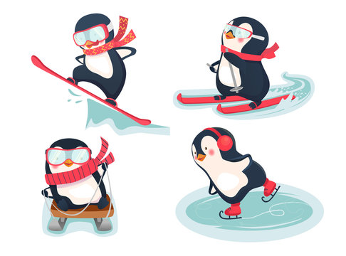 active penguins in winter