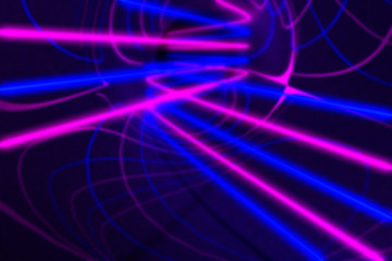 Blurred 3d rendering, glowing lines. Abstract psychedelic background, ultraviolet lights, purple blue vibrant colors